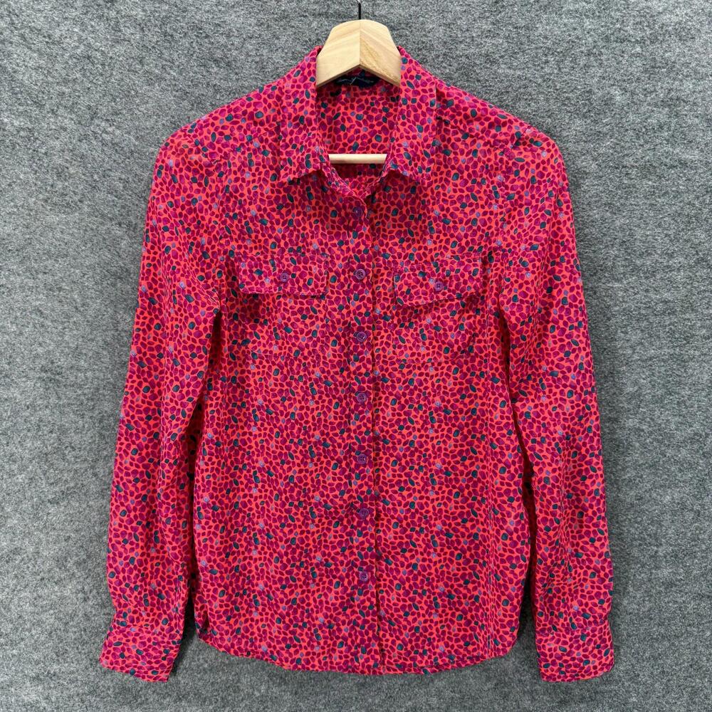 America Eagle Shirt Women XS Pink Geometric Button Up Collared Long Sleeve